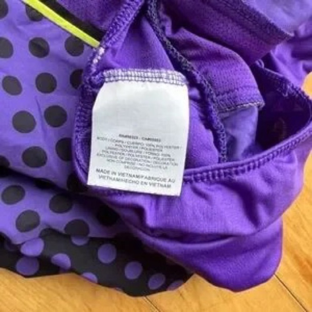 Nike Purple Polka Dot Athletic Shorts with Lime Trim - Picture 4 of 5